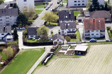 At the water tower in Kandel in the state Rhineland-Palatinate, Germany seen from above