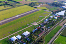 Aerial view of Mengen-Hohentengen airfield on the B32 in the district Beizkofen in Hohentengen in the state Baden-Wuerttemberg, Germany