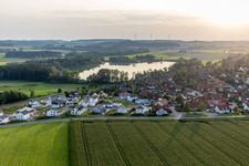 Village on the lake bank areas of Lake fo Ruschweiler and Volz in Ruschweiler in the state Baden-Wurttemberg, Germany