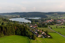 Aerial view of Illmensee in the state Baden-Wuerttemberg, Germany