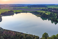 Lake in the evening in the district Ruschweiler in Illmensee in the state Baden-Wuerttemberg, Germany