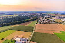 Aerial view of Sonnenrain residential area next to SPIE ESCAD Automation GmbH in the district Wattenreute in Pfullendorf in the state Baden-Wuerttemberg, Germany