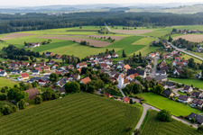 Village - view on the edge of agricultural fields and farmland in Sentenhart in the state Baden-Wurttemberg, Germany