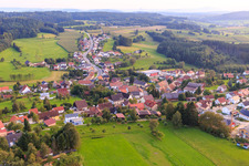 View of the town from the northeast in the district Zoznegg in Mühlingen in the state Baden-Wuerttemberg, Germany