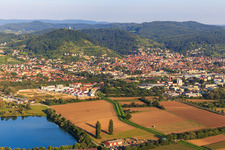 Aerial view of City view on the edge of the Odenwald from the west in Heppenheim in the state Hesse, Germany