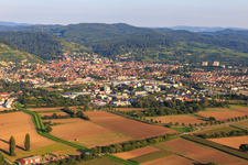 Aerial photograpy of City view on the edge of the Odenwald from the west in Heppenheim in the state Hesse, Germany