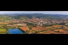 City panorama on the edge of the Odenwald from the west in Heppenheim in the state Hesse, Germany