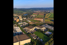 Industrial area on the A5 with Aryzta Food Solutions GmbH, Heck Tiefkühlkost GmbH in Heppenheim in the state Hesse, Germany