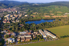Bergstraße District Hospital GmbH in front of the Bruchsee in Heppenheim in the state Hesse, Germany