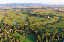 Golf course Heddesheim Gut Neuzenhof in Heddesheim in the state Baden-Wuerttemberg, Germany seen from above