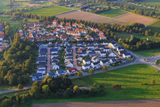 Streets with red or black roofs between Odenwaldallee and Friedensstr in Lorsch in the state Hesse, Germany