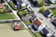 At the water tower in Kandel in the state Rhineland-Palatinate, Germany seen from above