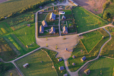 Bird's eye view of Lauresham Open-Air Laboratory in Lorsch in the state Hesse, Germany