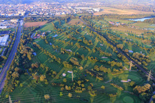 Aerial view of Golf course of the Golf-Club Bensheim eV from the west in Bensheim in the state Hesse, Germany