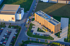 Aerial view of Tobbaccon Hotel in Bensheim in the state Hesse, Germany