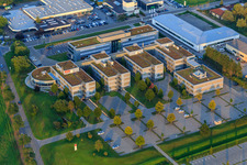 Aerial view of Striking building with das inserat Verlag GmbH and AVL Zöllner GmbH in Bensheim in the state Hesse, Germany
