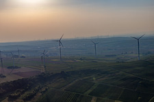 Aerial view of Wind farm in Gau-Heppenheim in the state Rhineland-Palatinate, Germany