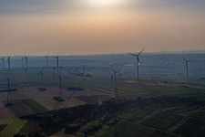 Aerial photograpy of Wind farm in Gau-Heppenheim in the state Rhineland-Palatinate, Germany