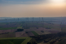 Oblique view of Wind farm in Gau-Heppenheim in the state Rhineland-Palatinate, Germany