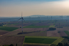Wind farm in Gau-Heppenheim in the state Rhineland-Palatinate, Germany from above