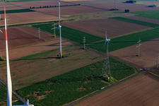 Aerial photograpy of Hochborn-Gau-Heppenheim wind farm in Gau-Heppenheim in the state Rhineland-Palatinate, Germany