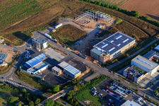 Carl-Bosch-Straße industrial estate with construction site for new building of Caratec GmbH in the district Queichheim in Landau in der Pfalz in the state Rhineland-Palatinate, Germany