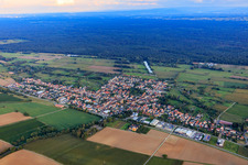 Aerial view of View of the town with anti-tank ditch from the northwest in Steinfeld in the state Rhineland-Palatinate, Germany