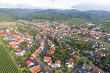 Aerial view of Town View of the streets and houses of the residential areas in Oberotterbach in the state Rhineland-Palatinate, Germany
