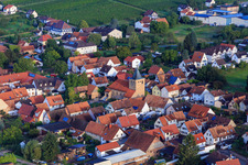Unterdorfstraße with Protestant Church in Oberotterbach in the state Rhineland-Palatinate, Germany
