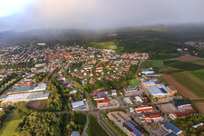 Landauer Straße from the east with K + B electronic systems GmbH, HORNBACH compact Bad Bergzabern and DEKRA Automobil GmbH Station Bad Bergzabern in Bad Bergzabern in the state Rhineland-Palatinate, Germany