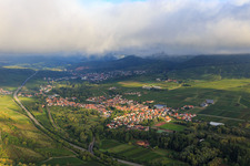 Aerial view of View of the town behind the B10 from the southeast in Siebeldingen in the state Rhineland-Palatinate, Germany