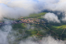 View of the town through a gap in the clouds from the northeast in Ilbesheim bei Landau in the state Rhineland-Palatinate, Germany