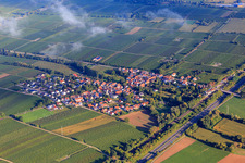 Village view on the A65 from the southeast in Knöringen in the state Rhineland-Palatinate, Germany