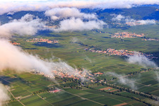 Village view amidst vineyards from the southeast in Walsheim in the state Rhineland-Palatinate, Germany