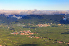Village view amidst vineyards from the southeast in Hainfeld in the state Rhineland-Palatinate, Germany