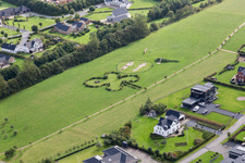 Luxury villas in residential area of single-family settlement in Varde in Juetland, Denmark from above