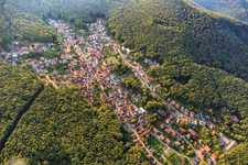 The Sleeping Beauty of the Palatinate Forest in autumn from the east in Dörrenbach in the state Rhineland-Palatinate, Germany