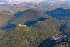 The 4 castles Trifels, Anebos, Jungturm and Münz in Annweiler am Trifels in the state Rhineland-Palatinate, Germany