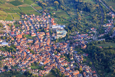View of the Queichtal valley from the west with GET Metall GmbH in Albersweiler in the state Rhineland-Palatinate, Germany