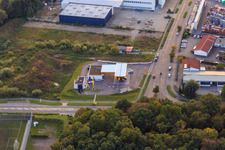 Im Horst commercial area with Jet gas station in the district Minderslachen in Kandel in the state Rhineland-Palatinate, Germany