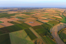 Foundation of the EnBW wind farm Freckenfeld - for wind turbine with 6 wind turbines in Freckenfeld in the state Rhineland-Palatinate, Germany from the plane