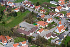 Aerial photograpy of Town View of the streets and houses of the residential areas in the district Affolterbach in Wald-Michelbach in the state Hesse