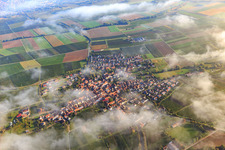 Village view under clouds in Impflingen in the state Rhineland-Palatinate, Germany
