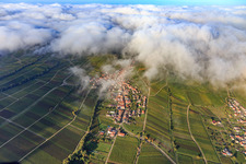Wine village view under clouds from the east in Ranschbach in the state Rhineland-Palatinate, Germany