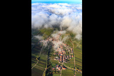 Aerial view of Wine village view under clouds from the east in Ranschbach in the state Rhineland-Palatinate, Germany
