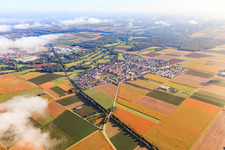 Location overview between clouds from the southwest in Steinweiler in the state Rhineland-Palatinate, Germany