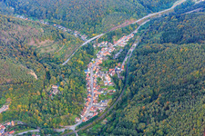 View of the Queichtal valley under the B10 from the west in Rinnthal in the state Rhineland-Palatinate, Germany