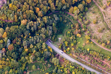 Aerial view of Entry and exit area of Tunnel of the B48 in Rinnthal in the state Rhineland-Palatinate, Germany