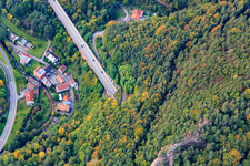 Aerial view of B10 tunnel portal of thekostenfels tunnel in Rinnthal in the state Rhineland-Palatinate, Germany