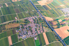 Village overview on the A65 from the southeast in Knöringen in the state Rhineland-Palatinate, Germany